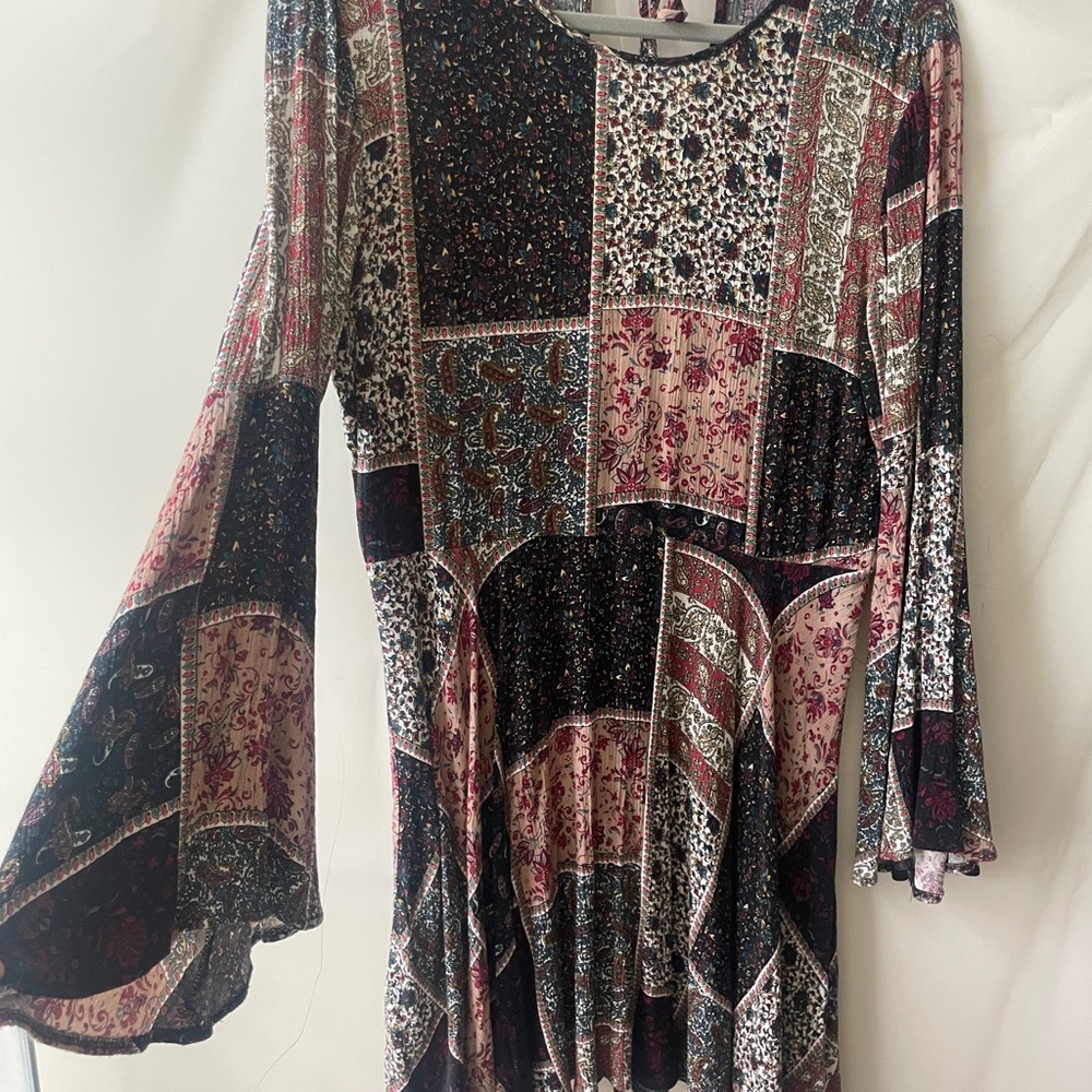 Bohemian Patchwork Long Sleeve Dress